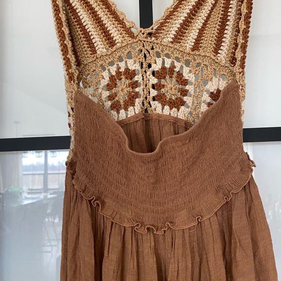 Cider boho Brown Crochet Maxi summer Dress - Picture 9 of 9